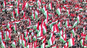 Les supporters hongrois face à la France