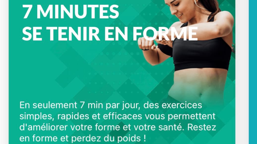 La promesse de 7 minutes workout est de rester en forme en pratiquant sept minutes d’exercice par jour. 