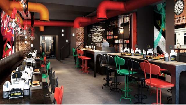 Les Buffalo Burger échangent les décors de western contre des décorations urbaines et contemporaines.