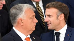 Emmanuel Macron et Viktor Orban, le 17 octobre 2024 à Bruxelles (photo d'archives).