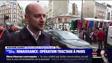 À Paris, le parti "Renaissance" en opération tractage en vue des européennes