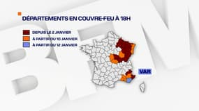 Les départements dont le couvre-feu va débuter à 18 heures