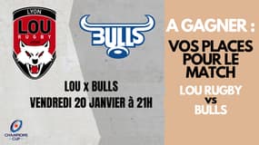 30 places en jeu pour le match Lou Rugby vs Bulls le 20 janvier 2023