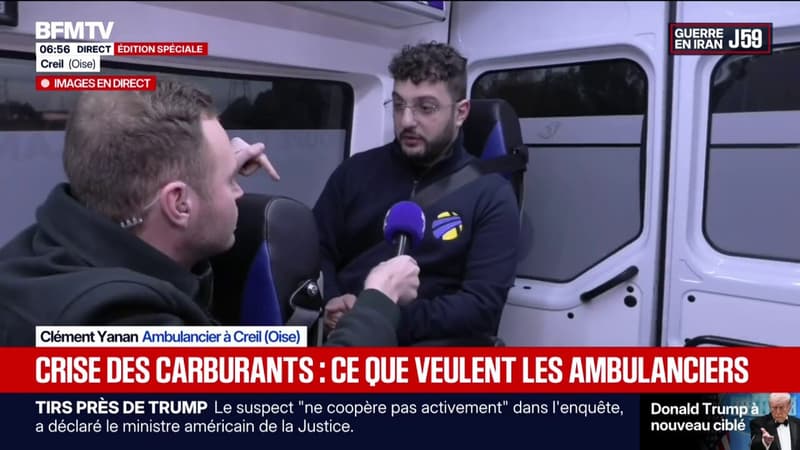 Flambée des prix du carburant: "On essaye d'optimiser au maximum les transports de patients", décrit Clément Yanan, ambulancier à Creil