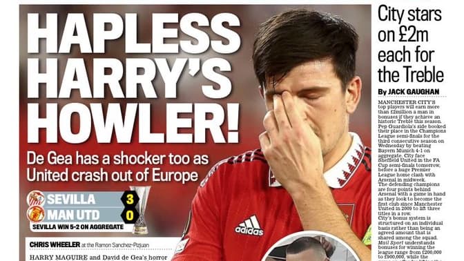 English newspapers were merciless with the Red Devils (and Maguire in particular) after the sacking
