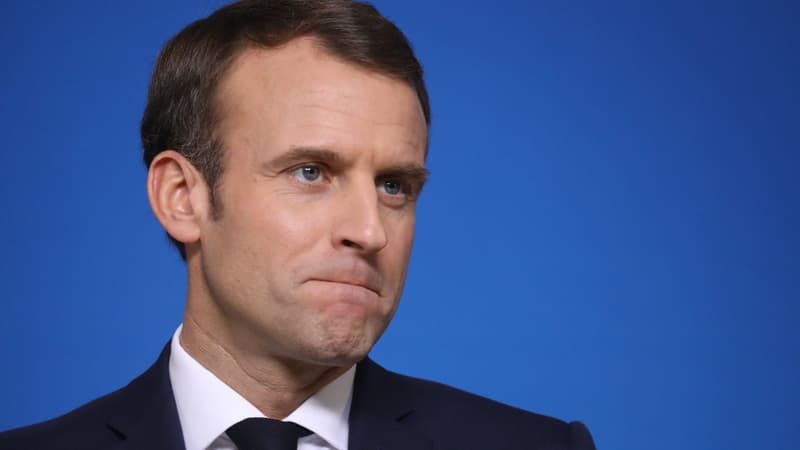 Le président de la République Emmanuel Macron lors d'une conférence de presse le 14 décembre 2018 à Bruxelles. 