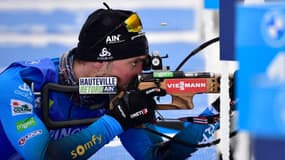 Simon Desthieux lors du sprint des Mondiaux de biathlon 2021