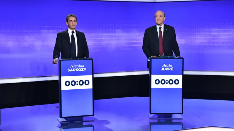 Nicolas Sarkozy et Alain Juppé, lors du dernier débat de la primaire, le 17 novembre. 
