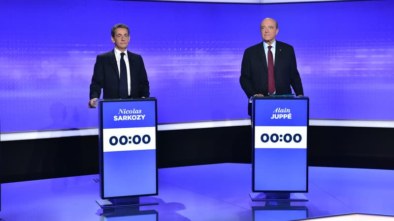 Nicolas Sarkozy et Alain Juppé, lors du dernier débat de la primaire, le 17 novembre.