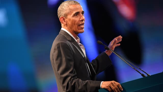Barack Obama lors d'une conférence à Milan, en Italie, le 9 mai 2017.