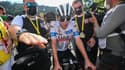 Tadej Pogacar à l'arrivée de la 14e étape du Tour de France à Morzine, 15 juillet 2023