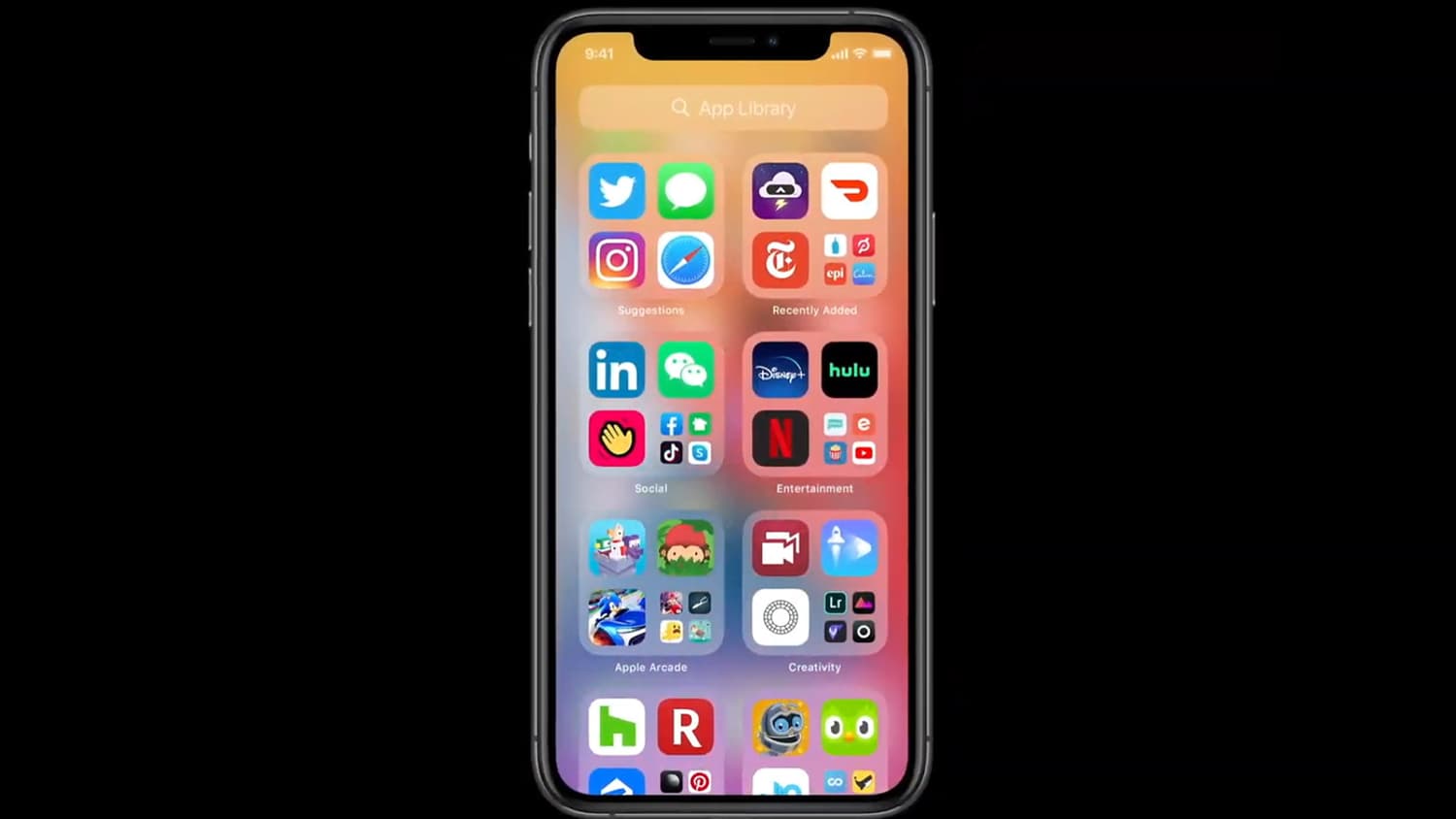 Capture d'écran d'iOS 14