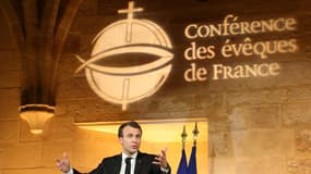 Au collège des Bernardins, Macron s'adresse à la Conférence des évêques de France le 9 avril 2018