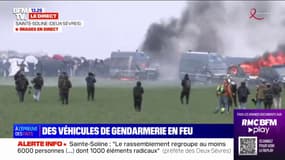 Sainte-Soline: des véhicules des forces de l'ordre incendiés par des militants