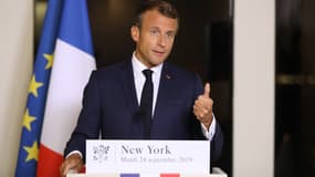 Conférence de presse d'Emmanuel Macron à l'issue de la 74e assemblée générale de l'ONU à New York, le 24 septembre 2019