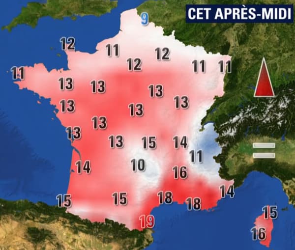 Les températures de ce lundi après-midi Les températures de ce lundi après-midi