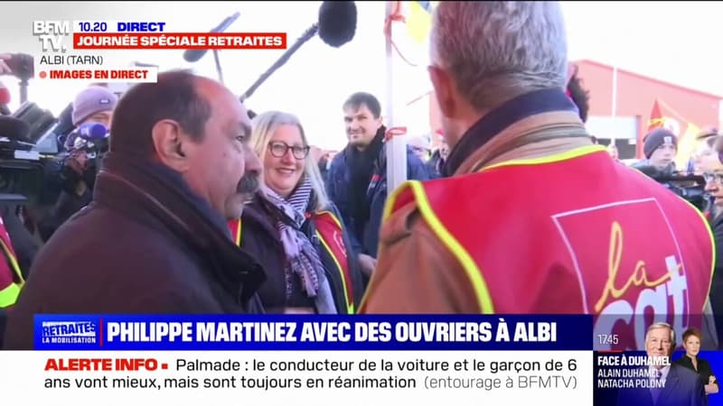 Retraites: Philippe Martinez (CGT) arrive à Albi, épicentre de la contestation pour cette 5e journée de mobilisation