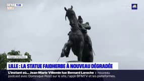 À Lille, la statue du général Faidherbe, une figure controversée à cause de son passé colonial a été de nouveau dégradée le week-end dernier. De la peinture rouge a été projetée dessus et des tags y ont été inscrits.