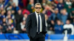 Fabien Galthié après la défaite de la France face à l'Afrique du Sud (28-29) en quart de finale de la Coupe du monde, le 15 octobre 2023