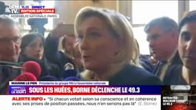 Retraites: "Nous allons évidemment déposer une motion de censure", annonce Marine Le Pen