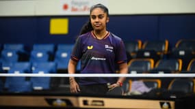Prithika Pavade lors des championnats de France de tennis de table, 21 mars 2025