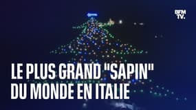 Le plus grand "sapin" de Noël au monde s'illumine en Italie