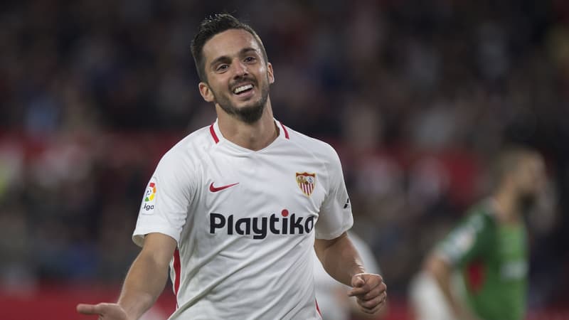 Pablo Sarabia avec le maillot du Séville FC, le 4 avril 2019