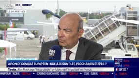 Travailler avec nos partenaires allemands?: "Ce n'est pas la première fois, on a fait l’alphajet ensemble. Là, c’est un peu plus compliqué. Plus on est de partenaires plus c’est difficile" indique Éric Trappier, PDG de Dassault Aviation (au Bourget)