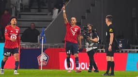 Ethan Mbappé célèbre son but lors de Lille-PSG (1-1, L1), le 5 octobre 2025