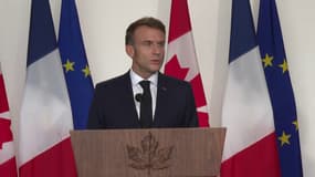 Le président de la République Emmanuel Macron le 26 septembre 2024 à Montréal (Canada). 