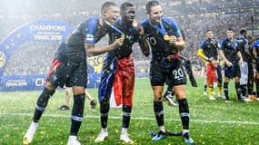 Kylian Mbappé, Ousmane Dembélé et Florian Thauvin, à Moscou le 15 juillet 2018