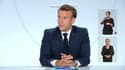 Emmanuel Macron lors d'une allocution télévisée sur le Covid-19 le 14 octobre 2020