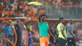 Ibrahim Sangare, célébrant la qualification de la Côte d'Ivoire, le 3 février 2024
