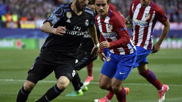 Karim Benzema (Real Madrid) et Antoine Griezmann (Atlético de Madrid)