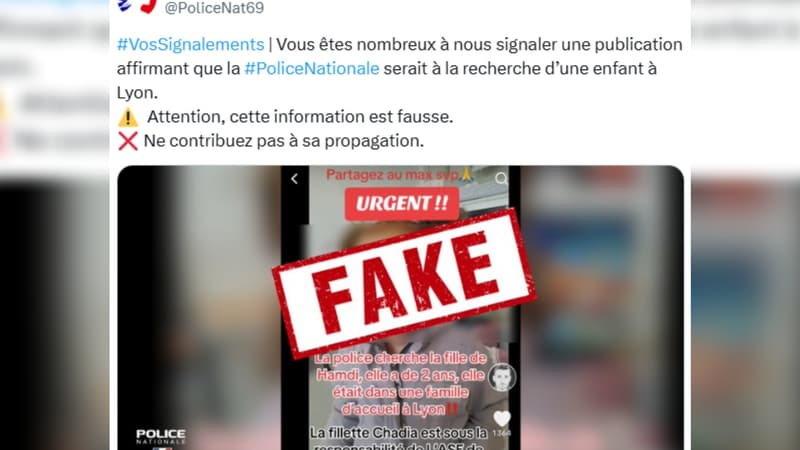 La police du Rhône dément jeudi 28 novembre la disparition d'une enfant de deux ans.
