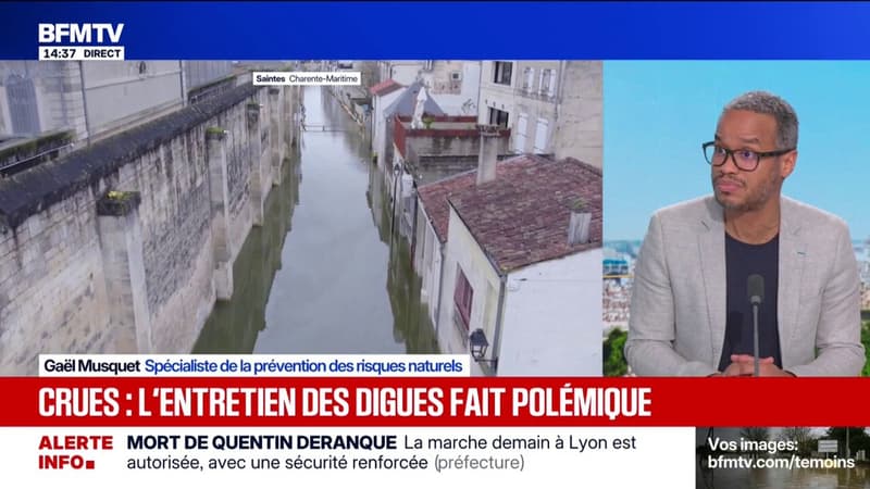 Crues: "Certaines communes n'entretiennent plus assez leurs digues" explique le spécialiste de la prévention des risques naturels Gaëm Musquet, en citant la Cour des Comptes