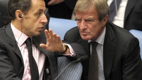 Nicolas Sarkozy avec Bernard Kouchner lors de l'assemblée générale des Nations Unies en 2009