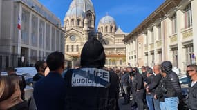 Manifestation de la Police judiciaire à Marseille.
