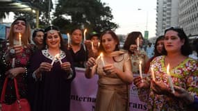 Des activistes transgenres à Karachi lors d'une manifestation le 20 novembre 2017