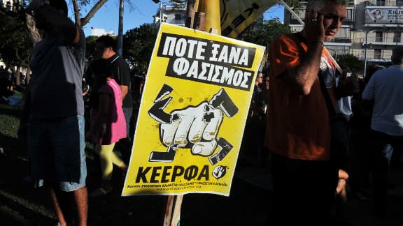 Manifestation contre les néo-nazis à Athènes, le 19 septembre 2013.
