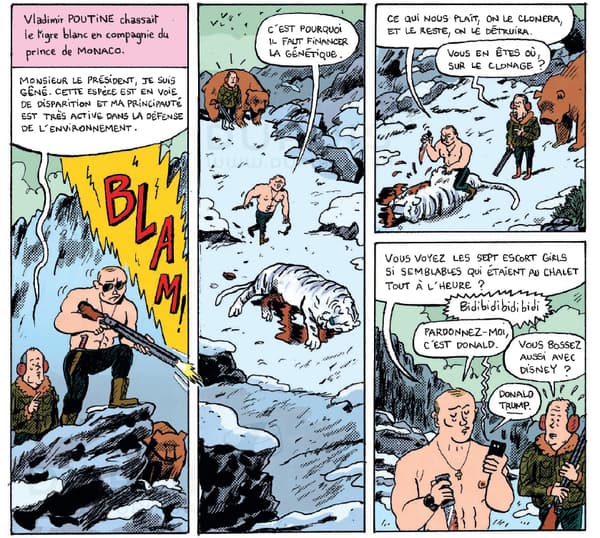 Vladimir Poutine dans "Le Ministère Secret" de Joann Sfar et Mathieu Sapin Vladimir Poutine dans "Le Ministère Secret" de Joann Sfar et Mathieu Sapin
