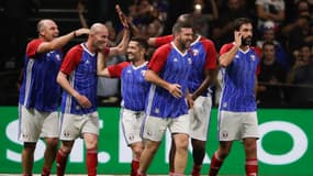 Les joueurs de France 98 lors d'un match contre une sélection de la Fifa pour fêter les 20 ans de leur sacre, le 12 juillet 2018 à la U Arena