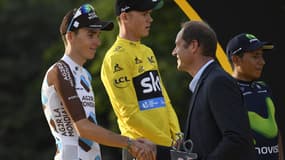 Christian Prudhomme et Romain Bardet lors du TDF 2016. 
