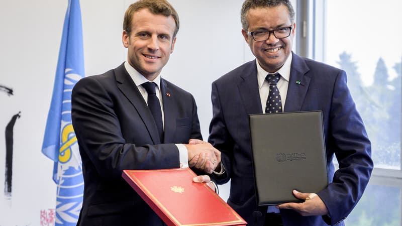 Emmanuel Macon et Tedros Adhanom Ghebreyesus 