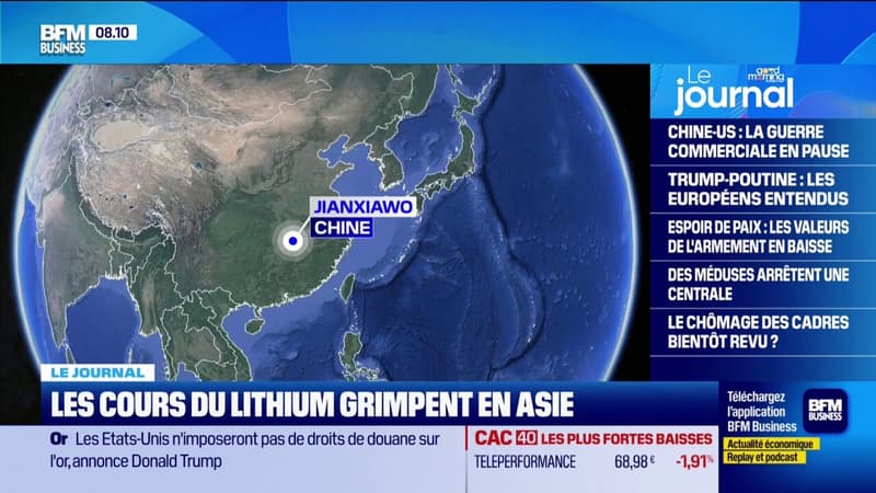 À cause de la suspension de la production d'une mine de lithium en Asie, les cours du métal augmentent de 8%