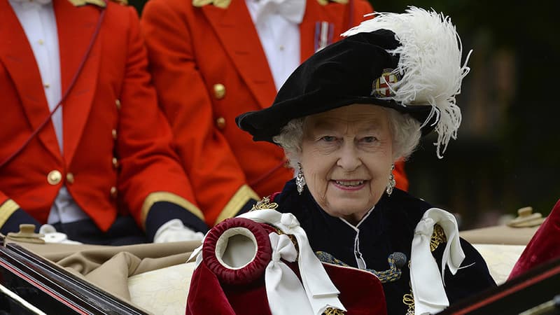La reine d'Angleterre, en juin 2014 au château de Windsor.
