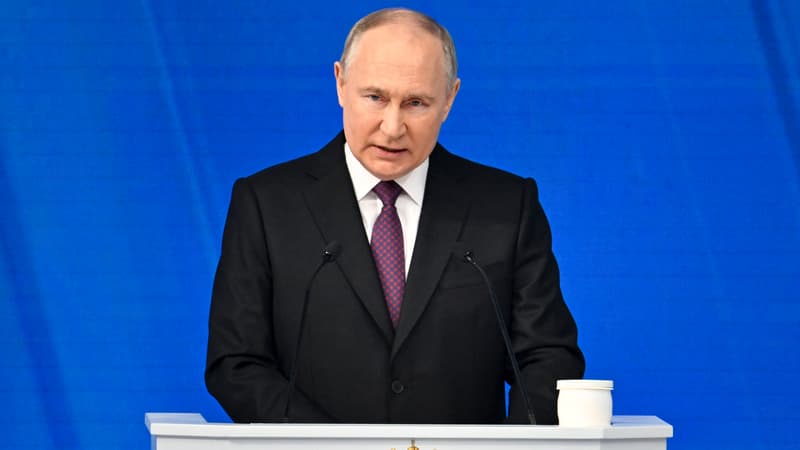 Vladimir Poutine à Moscou le 29 février 2024