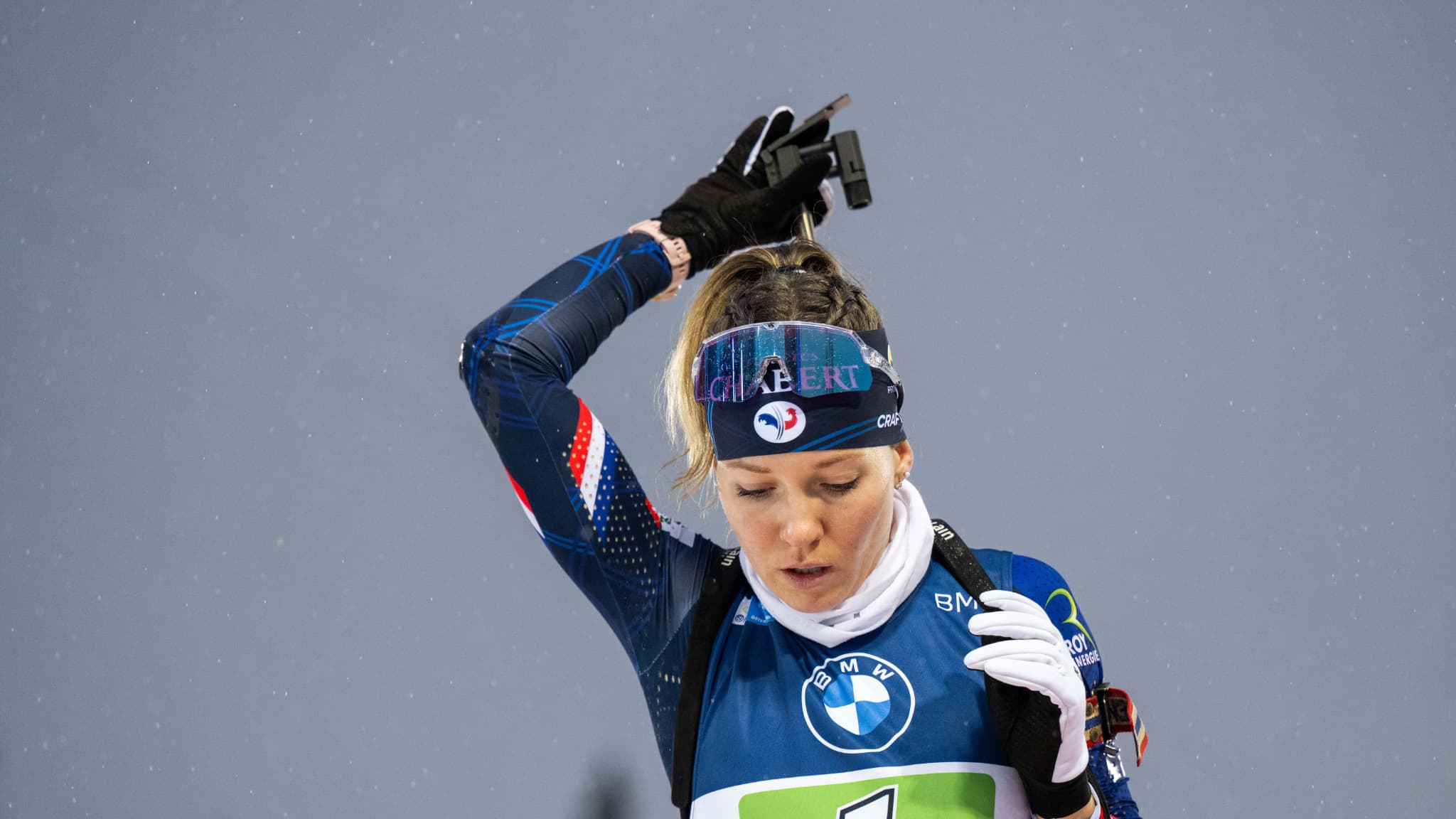 Océane Michelon sur le podium du sprint à Östersund