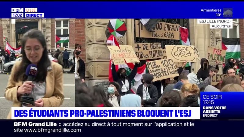 Regarder la vidéo Lille: des étudiants pro-Palestine bloquent l'ESJ