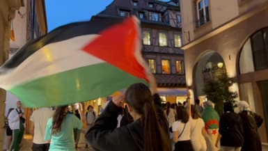 Des manifestants pro-palestinien à Strasbourg, le 13 octobre 2023. 
